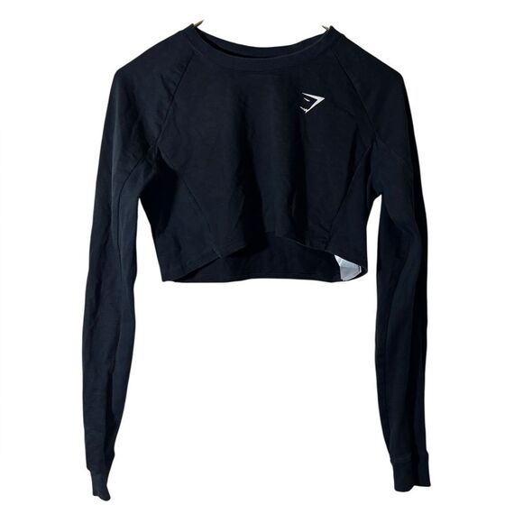Gymshark Tops - GYMSHARK | black cropped sweatshirt XS